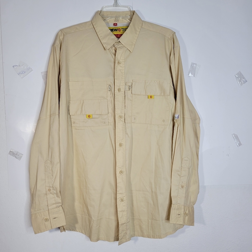 Mens Crewtech Fishing Hiking Vented Long Sleeve button front SPF 40 Size Med